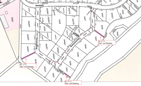 Übersichtsplan Geh- und Radwege Holzweg