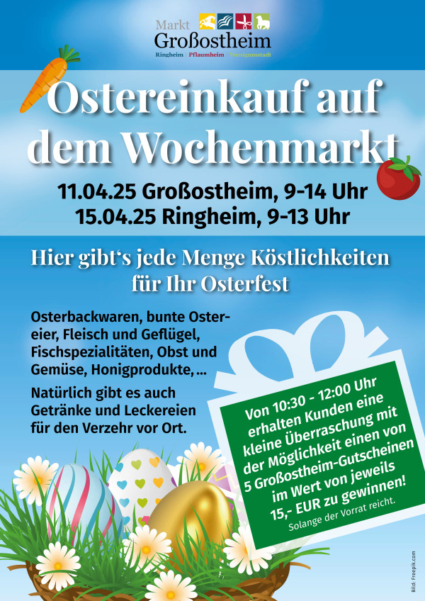 Plakat Ostern auf dem Wochenmarkt