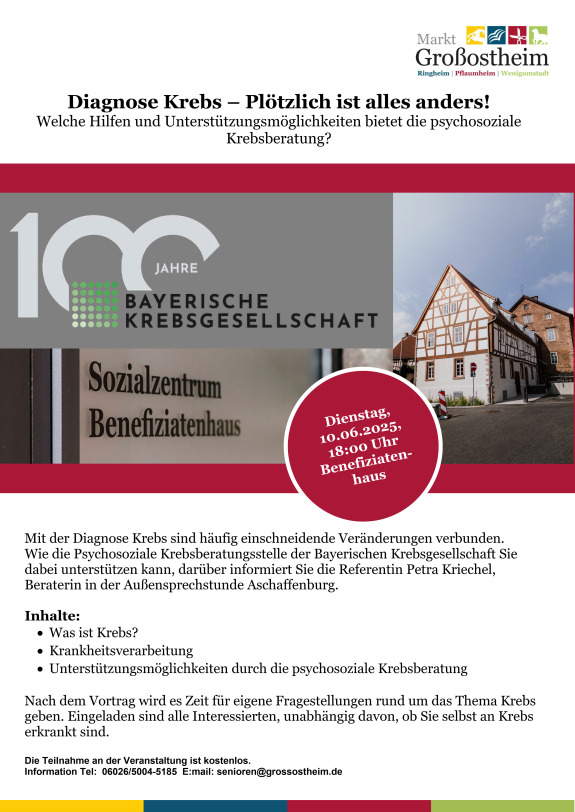 Plakat Vortrag Krebsgesellschaft